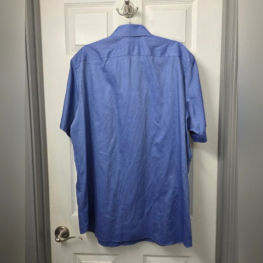 Banana Republic Men's Blue Non Iron Slim Fit Short Sleeve Button Down Shirt XL T